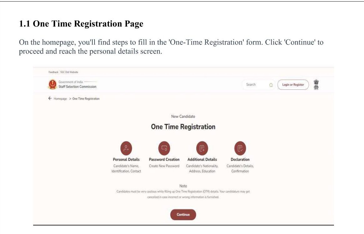 SSC OTR Registration