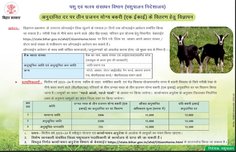 Bihar Bakri Palan Yojana