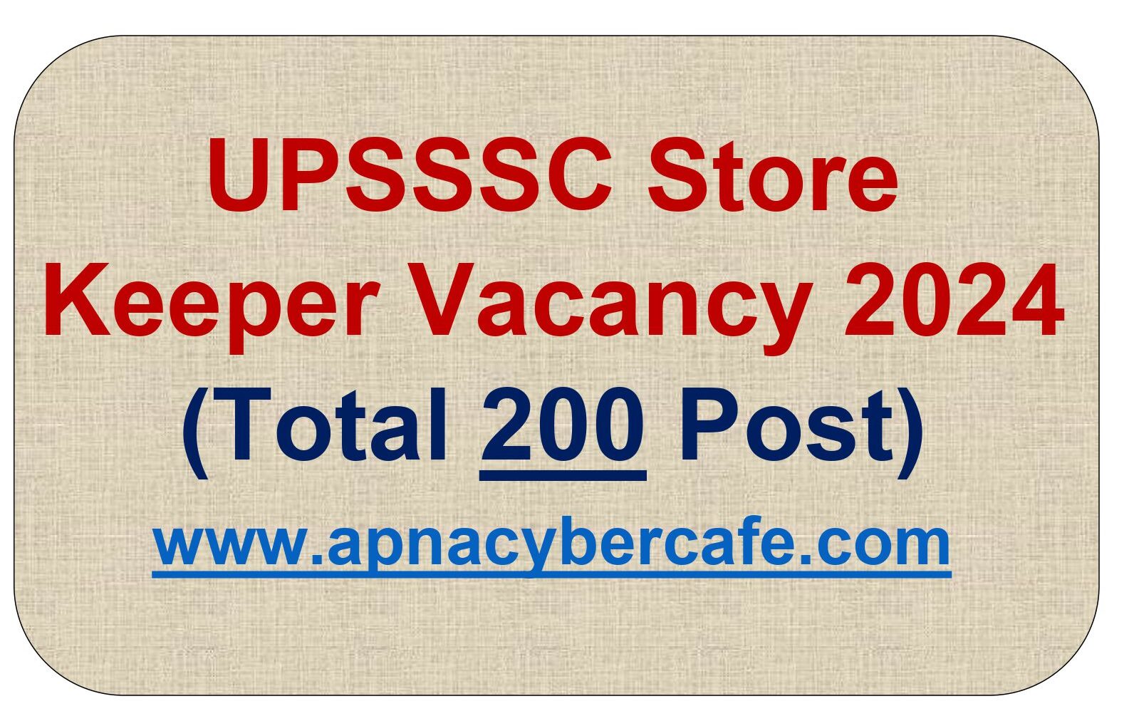 UPSSSC Store Keeper Vacancy 2024